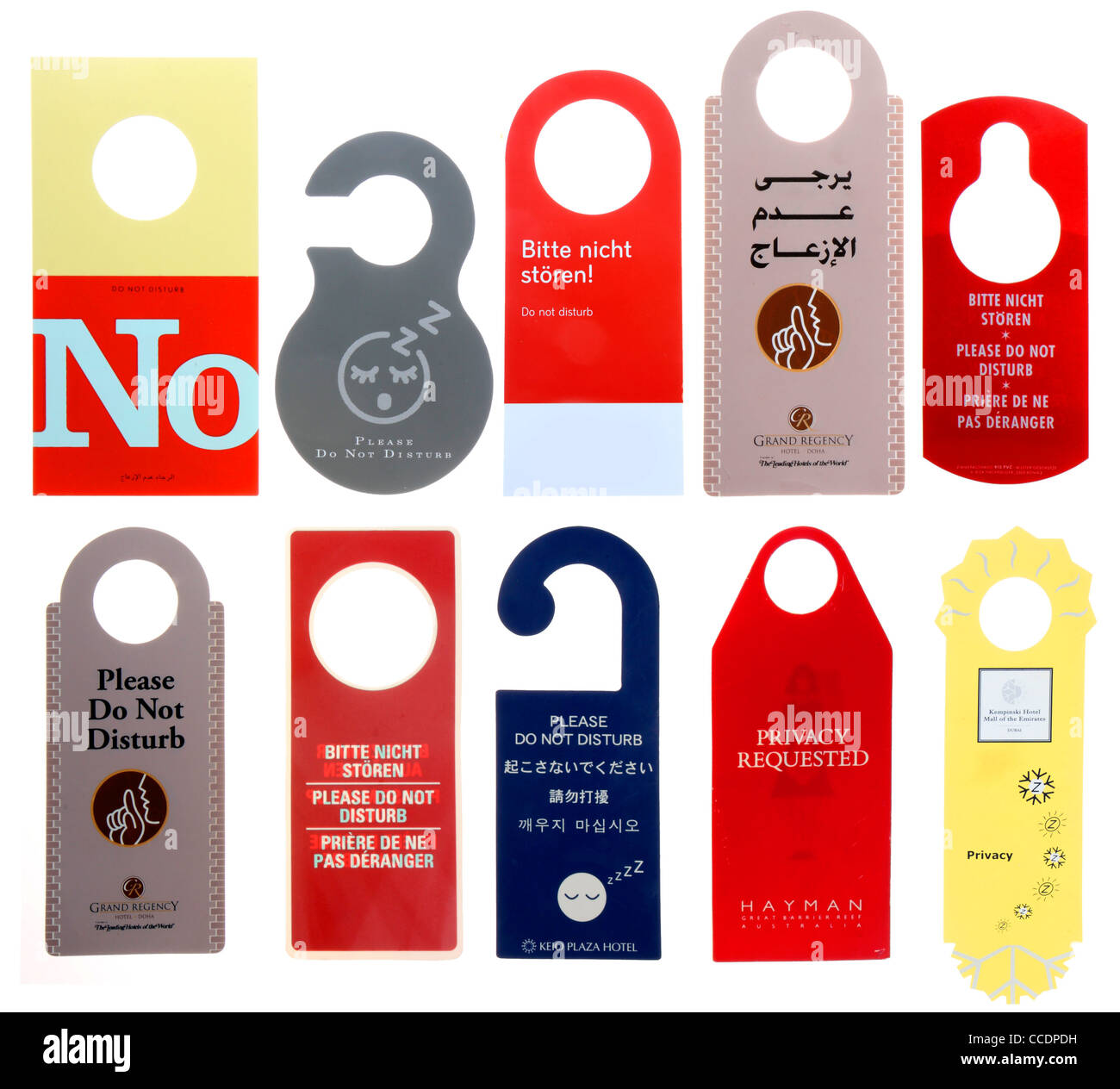 Camera in hotel segni. Indicare desideri servizio dell'ospite dell'hotel. Don Non disturbare. Foto Stock