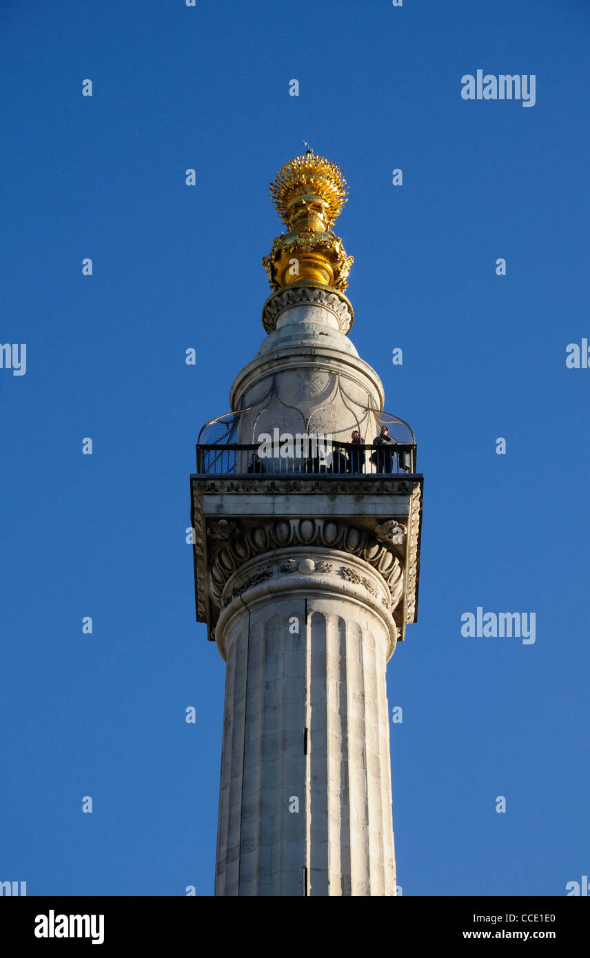 Grande Incendio del monumento, monumento Street, pesce Street Hill, London Regno Unito Foto Stock