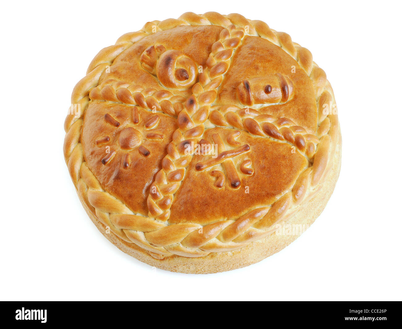 Serbo-ortodossa tradizionale pane di Natale noto come un Cesnica. Foto Stock