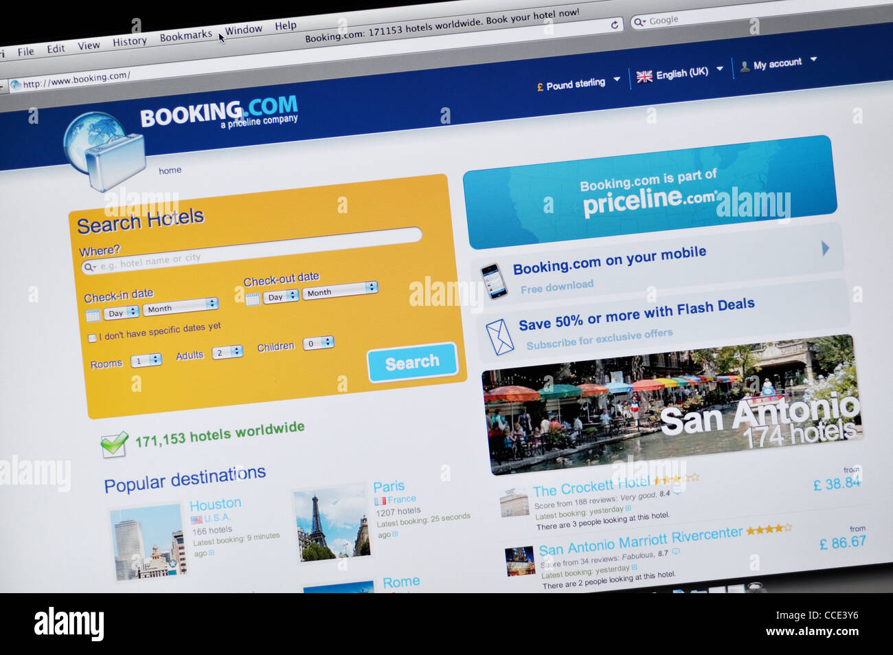 Booking.com - hotel prenotazione, la revisione e il sito Web di ricerca Foto Stock