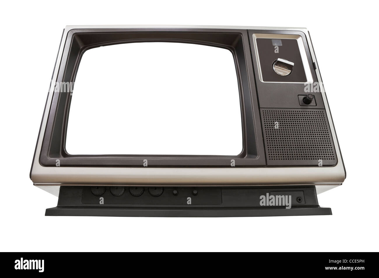 Il vecchio a partire dagli anni settanta la televisione isolato su bianco. Foto Stock