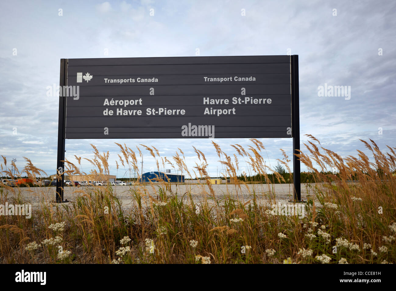 Havre St-Pierre Aeroporto segno (Aeroport de Havre St-Pierre), Quebec, Canada Foto Stock