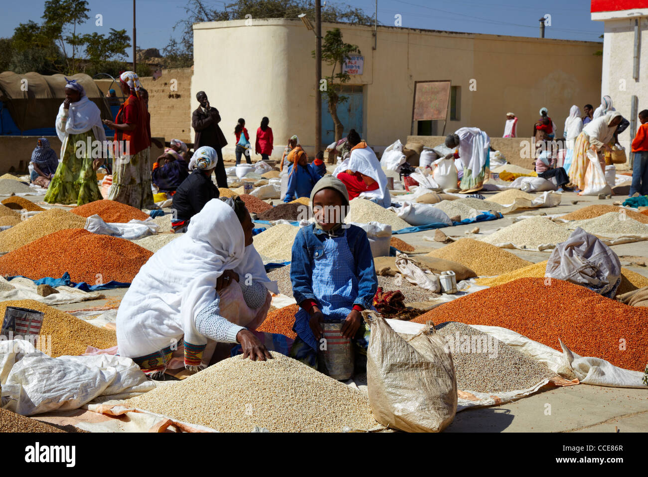 Mercato del Grano in Dekamhare, Eritrea, Africa Foto Stock