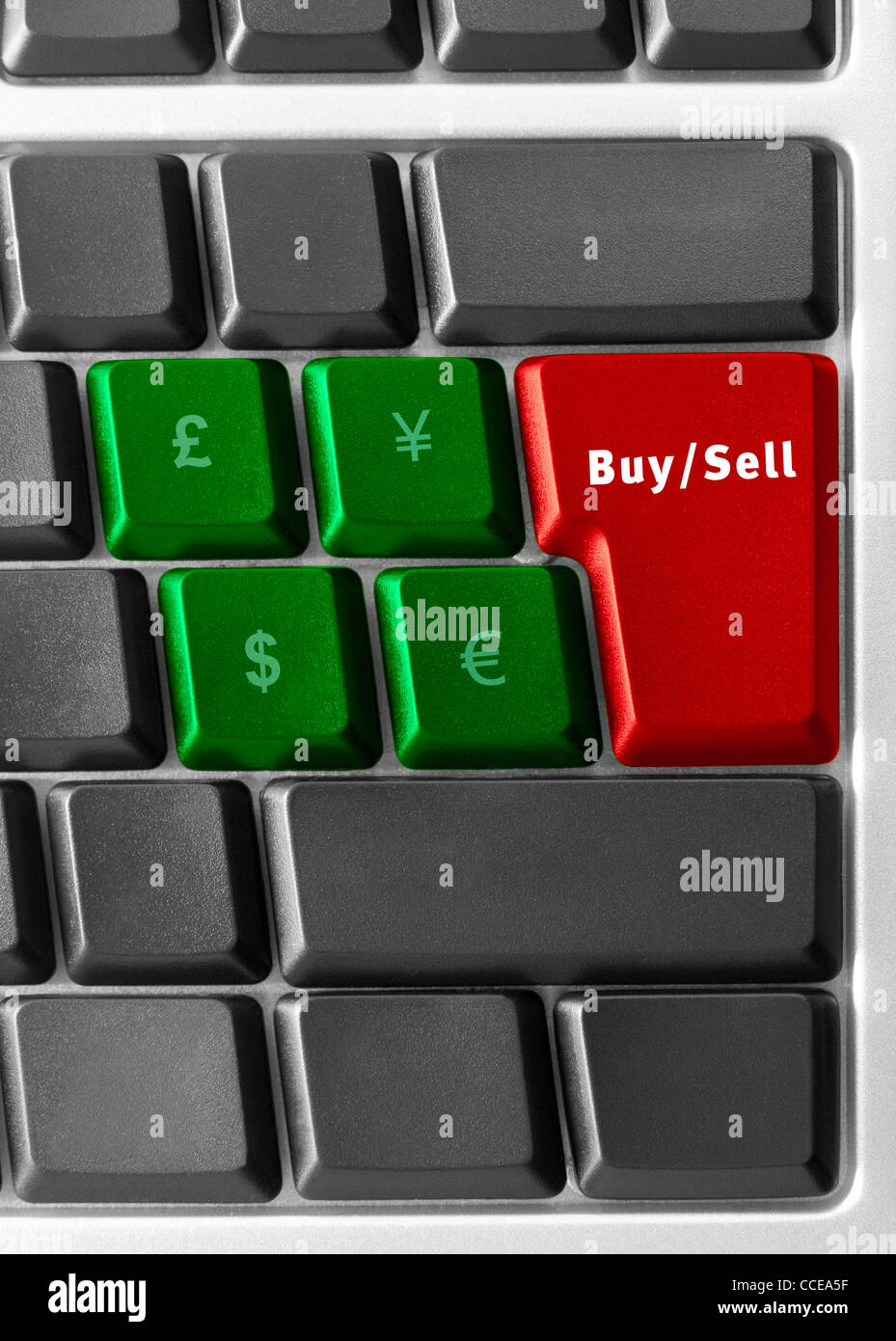 Tastiera per computer con colore pulsanti di valuta Foto Stock