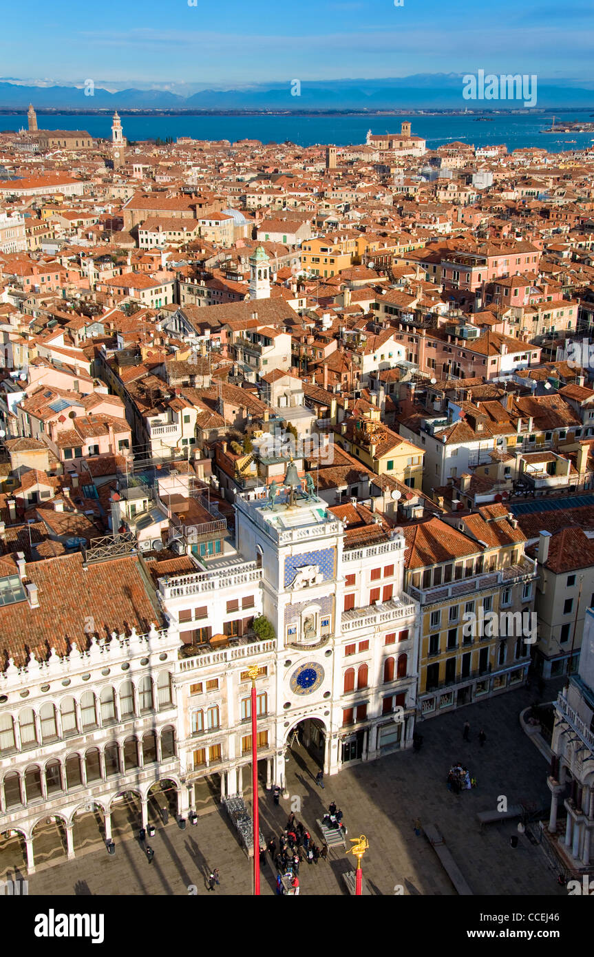 Vista aerea di Piazza San Marco, Venezia, Italia Foto Stock
