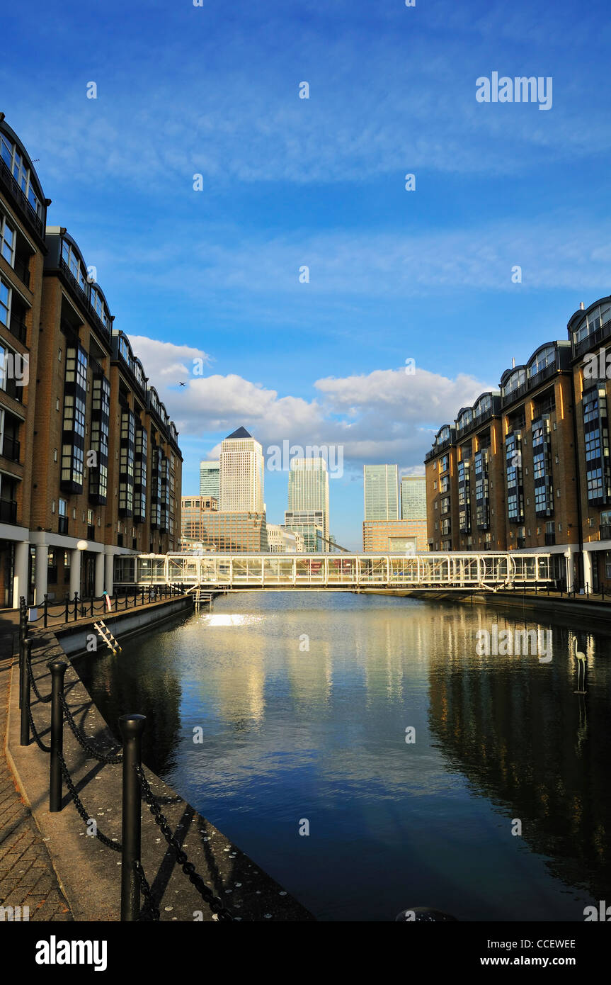 Canary Wharf, Londra, da Deptford Foto Stock
