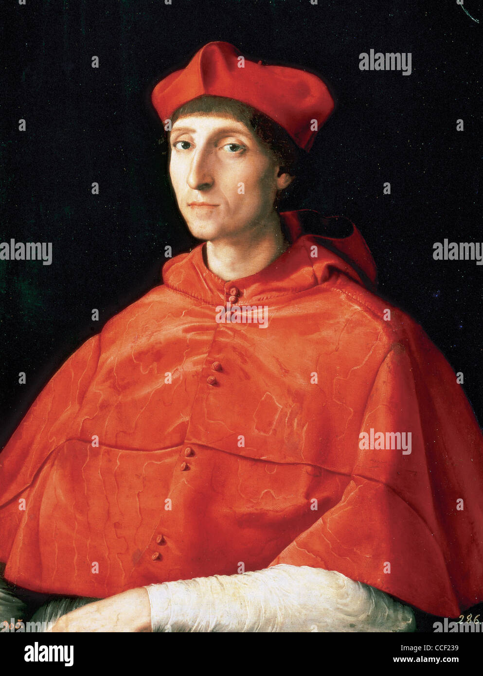 Raphael (1483-1520). Pittore italiano. Ritratto di un cardinale. Circa 1510. Olio su legno. Il Museo del Prado. Madrid. Spagna. Foto Stock