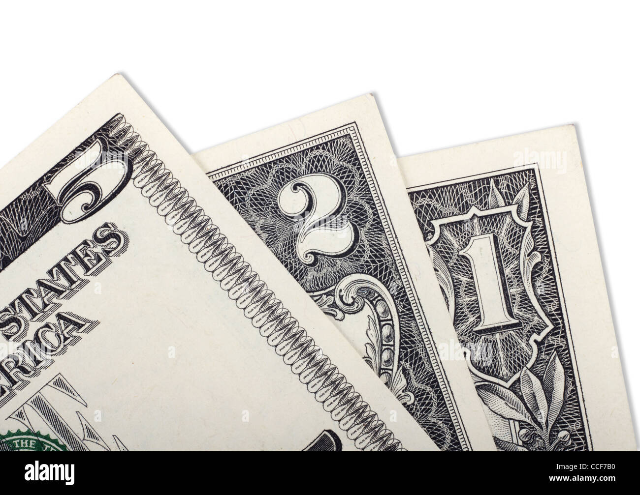 Sullo sfondo di un piccolo le fatture del dollaro Foto Stock