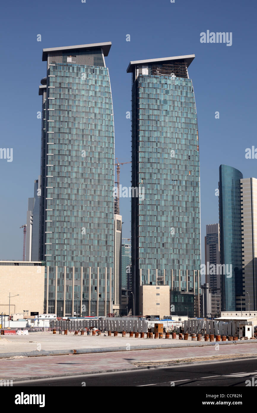 Grattacieli di Doha West Bay, il nuovo quartiere centrale di Doha, in Qatar Foto Stock