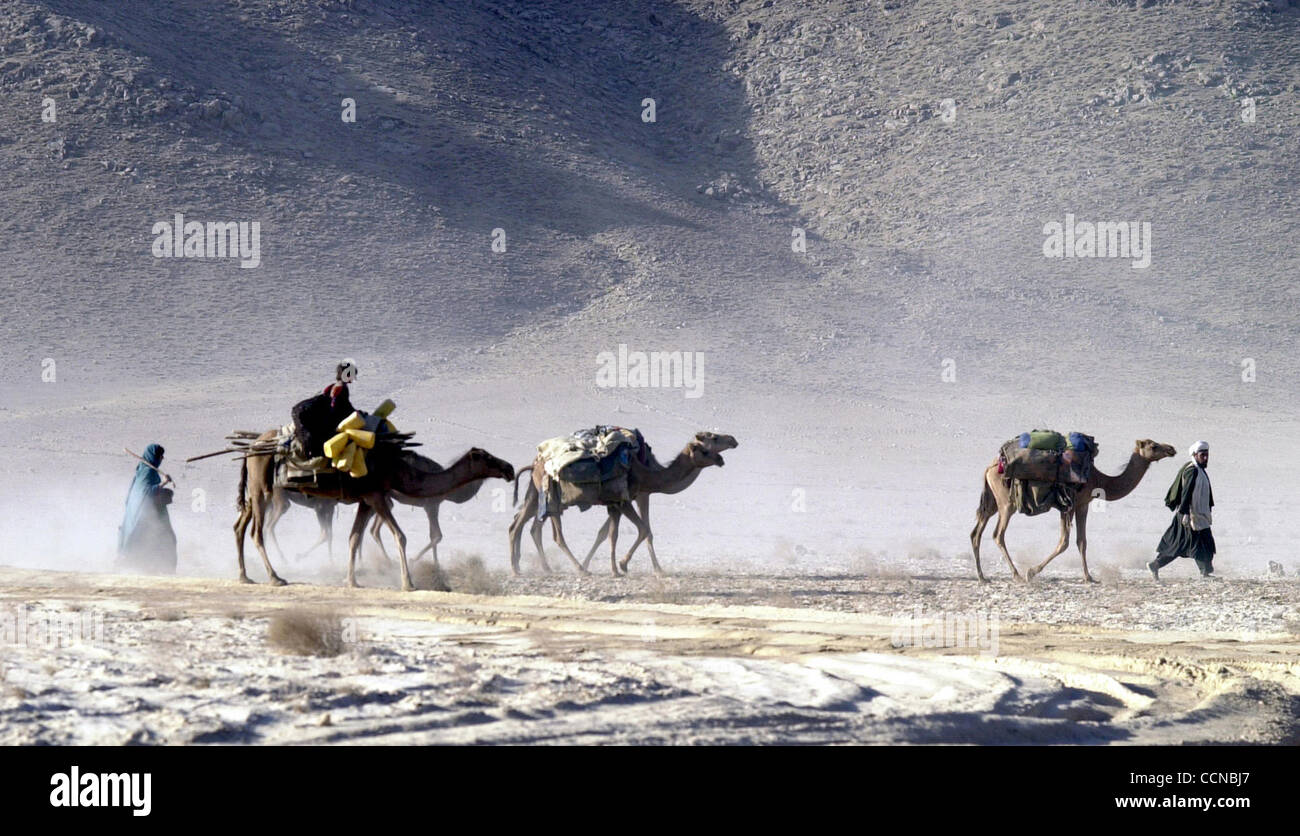 Sep 12, 2004; Kabul, Afghanistan; un cammello carovana attraversa il deserto nel sud est dell'Afghanistan, a est di Kandahar. Foto Stock