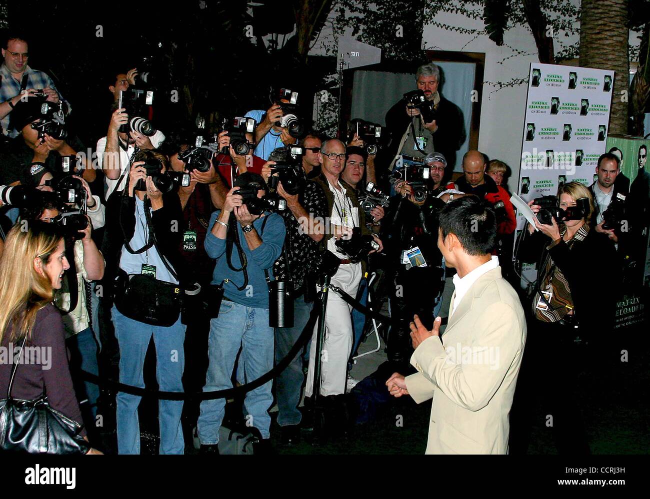 Ottobre 8, 2003 - Hollywood, California, Stati Uniti - Mi7930CHW .il Matrix Reloaded - DVD LAUNCH PARTY .A MORTONS, West Hollywood, CA.10/08/2003 . / / 2003.Collin Chou(Immagine di credito: Â© Clinton Wallace/Globe foto/ZUMAPRESS.com) Foto Stock