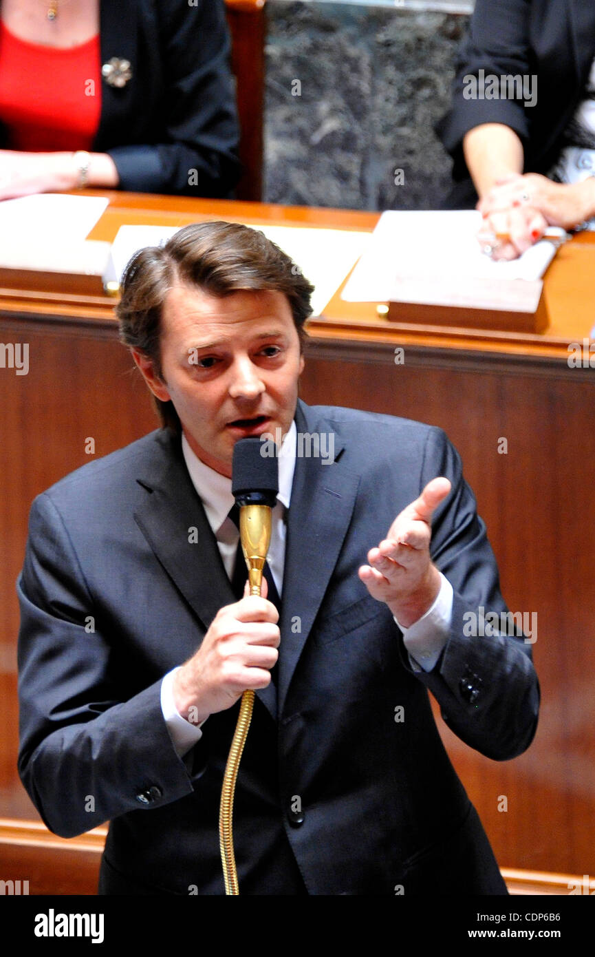 Domande AU GOUVERNEMENT DEPUIS L'ASSEMBLEE NATIONALE François Baroin Ministre du budget PORTE PAROLE du gouvernement Foto Stock
