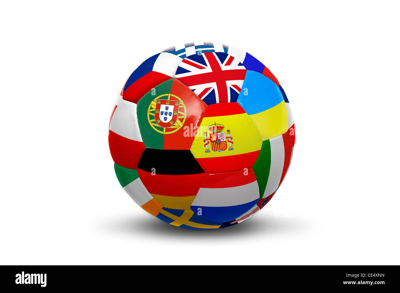 Pallone da calcio con vari flags per la Euro Cup Foto Stock