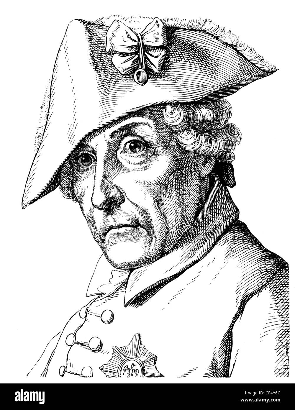 Federico II o di Federico il Grande o alterare Fritz, 1712 - 1786, re di Prussia ed elettore di Brandeburgo Foto Stock