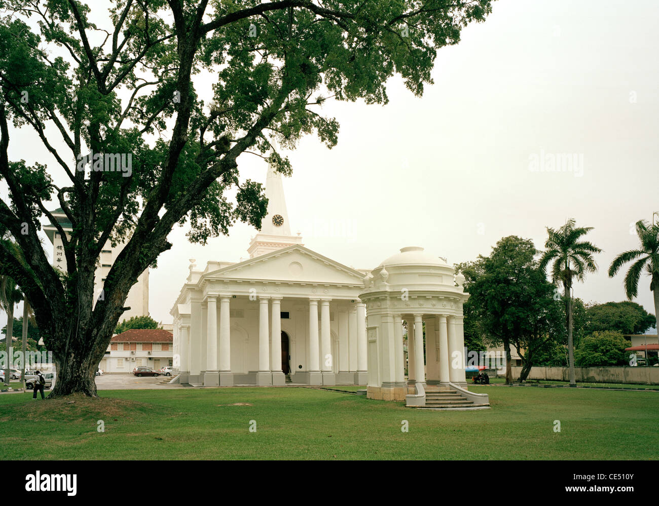 La parte anteriore della chiesa di St. Georges di George Town in Penang Island in Malesia in Estremo Oriente Asia sud-orientale. Storia dell'architettura viaggio Cristiano Foto Stock