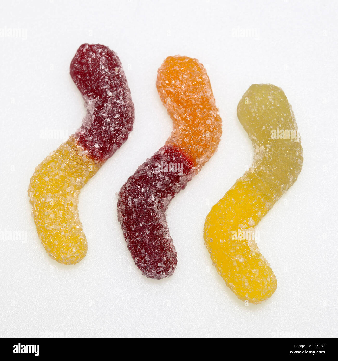 Organica frutta acerba gomme in forma di worm senza gelatina Foto Stock