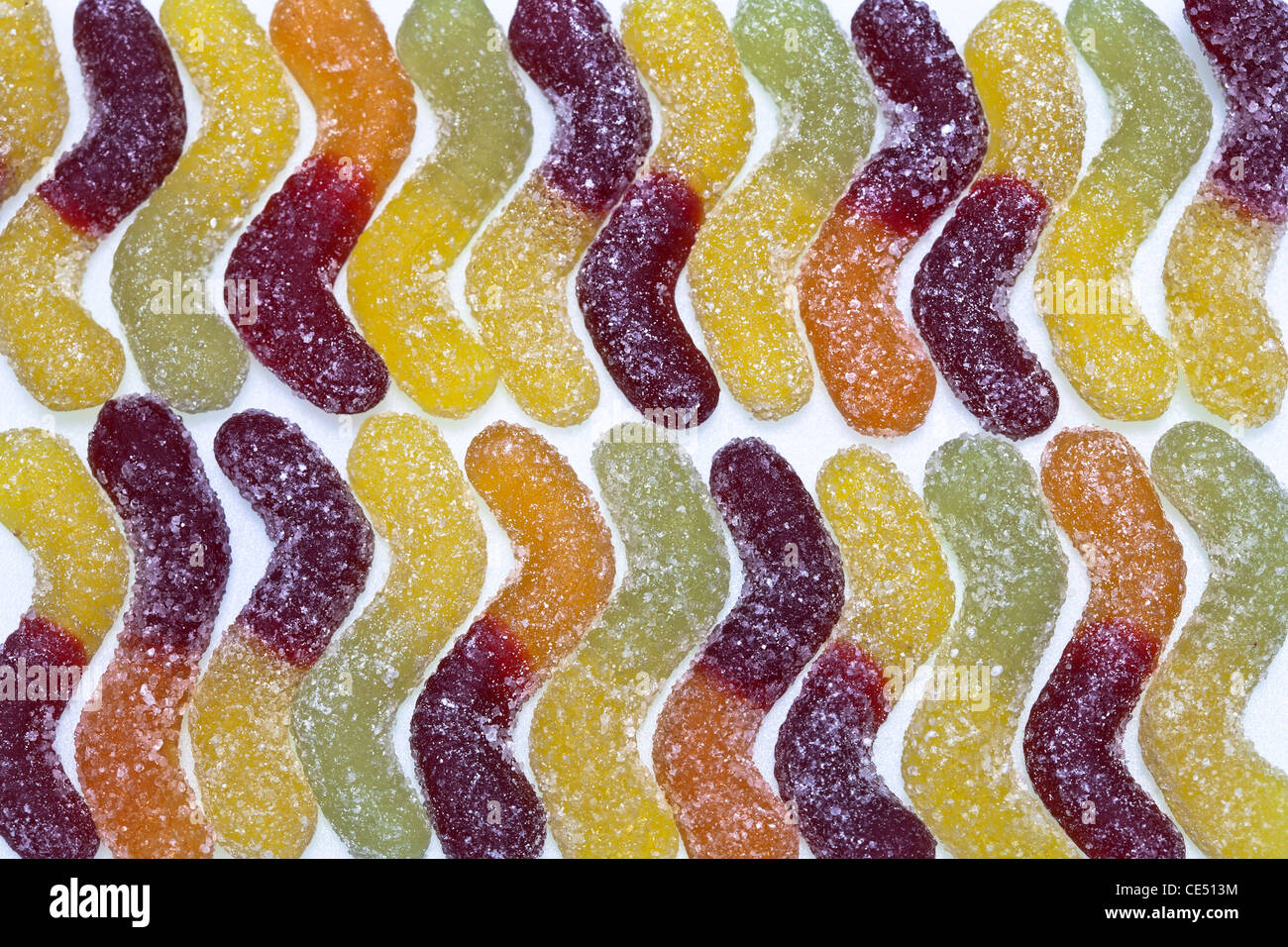 Organica frutta acerba gomme in forma di worm senza gelatina Foto Stock