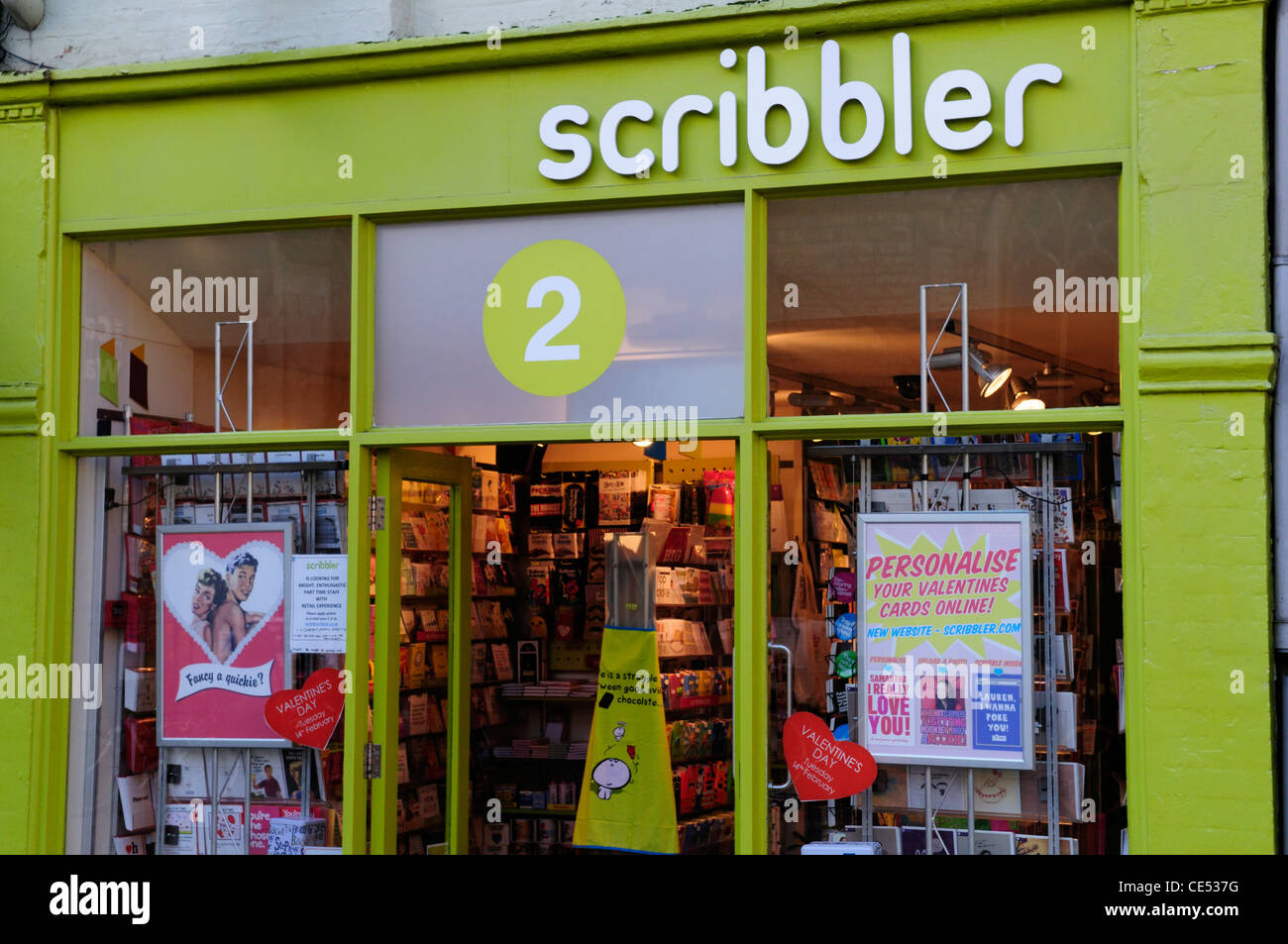 Scribbler biglietti di auguri Shop, Cambridge, Inghilterra, Regno Unito Foto Stock