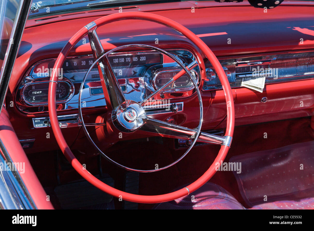 L'interno di una Cadillac un American classic car Foto Stock
