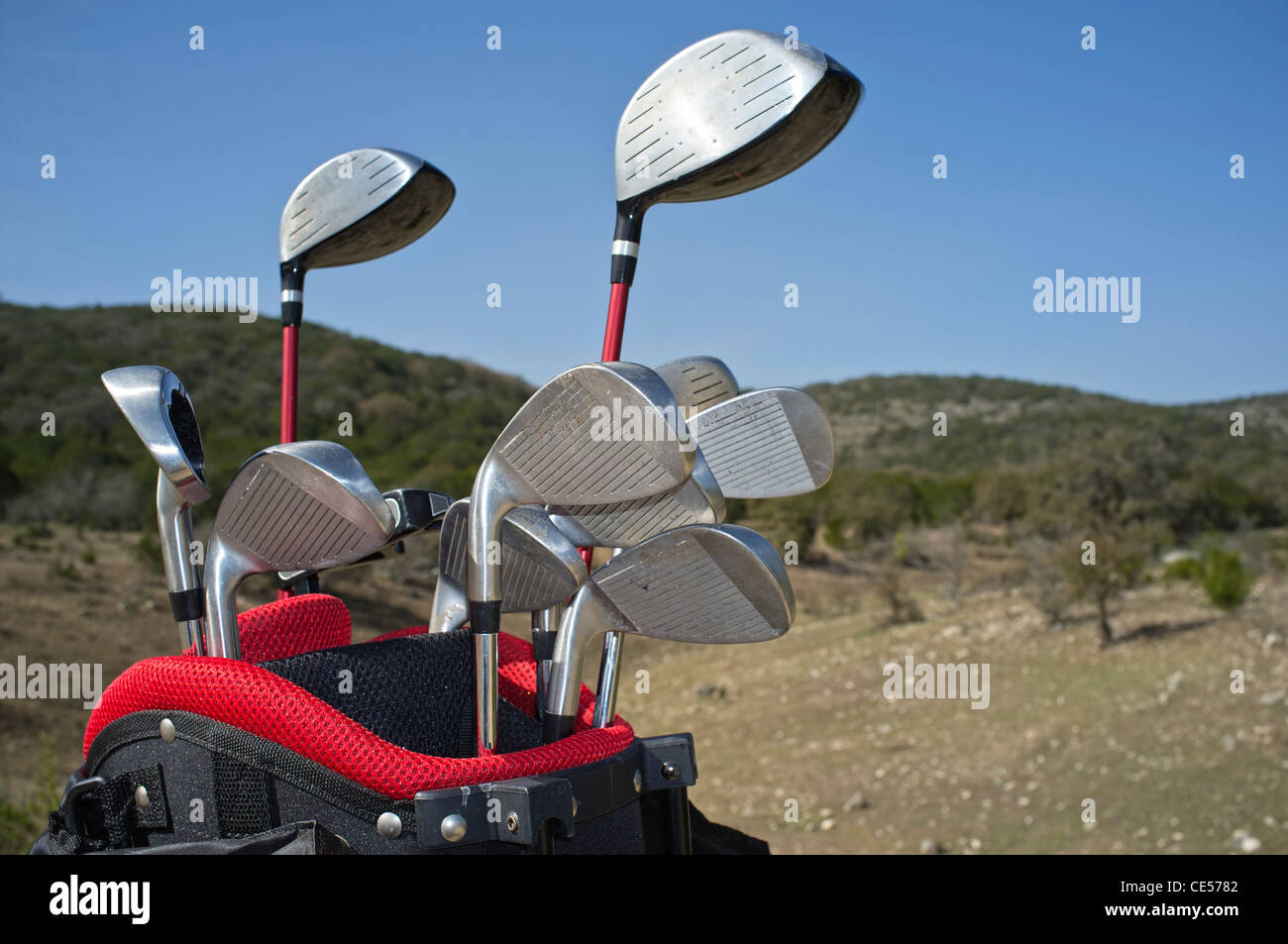 Borsa da golf con il club Foto Stock