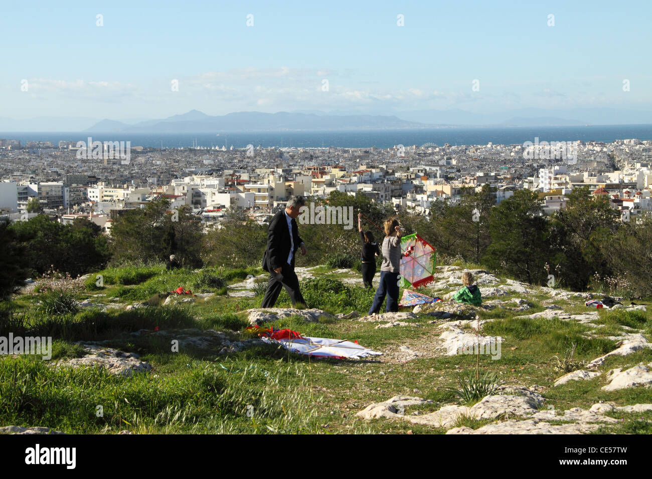 Pulire il lunedì a Filopappou Hill, Atene, Attica, Grecia Foto Stock