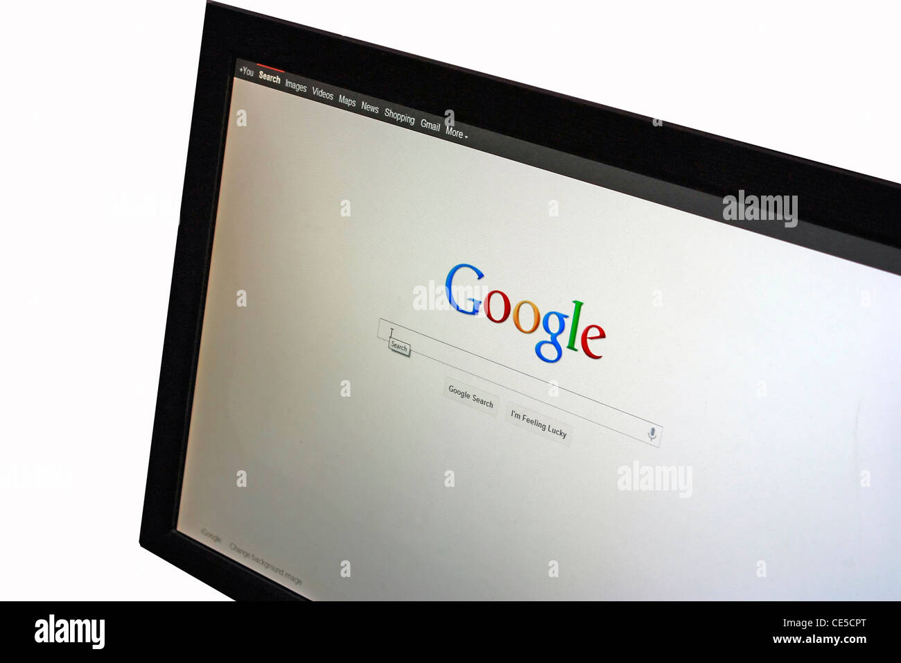 Un computer con la cattura di schermata del popolare sito di ricerca Google preso in un browser Foto Stock