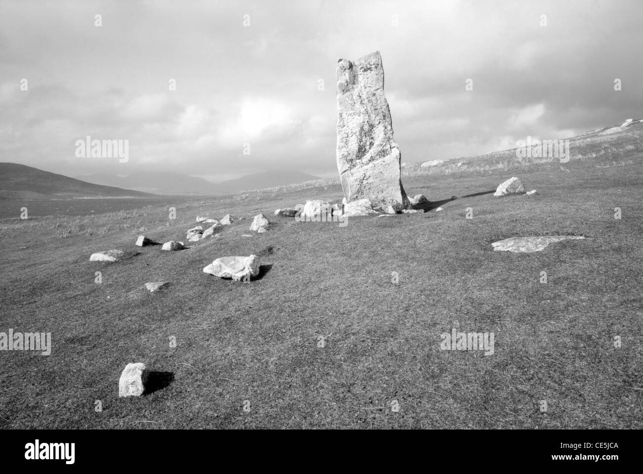 Clach Mhic Leoid (MacLeod della pietra), Nisabost, Isle of Harris, Scozia Foto Stock