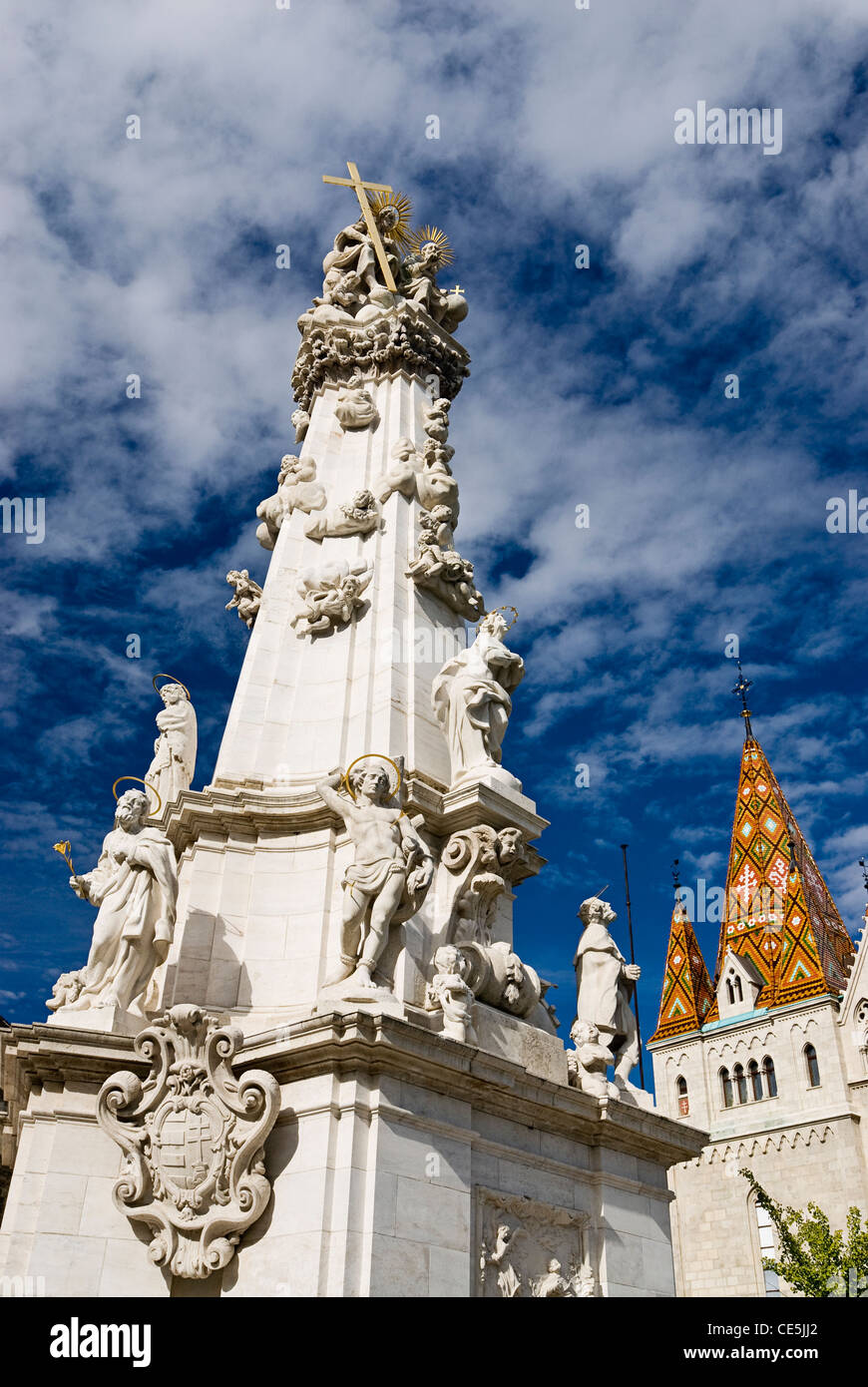 La Colonna della Santa Trinità, Szentharomsag ter, Castle Hill District (Varhegy), Buda, Budapest, Ungheria. Foto Stock