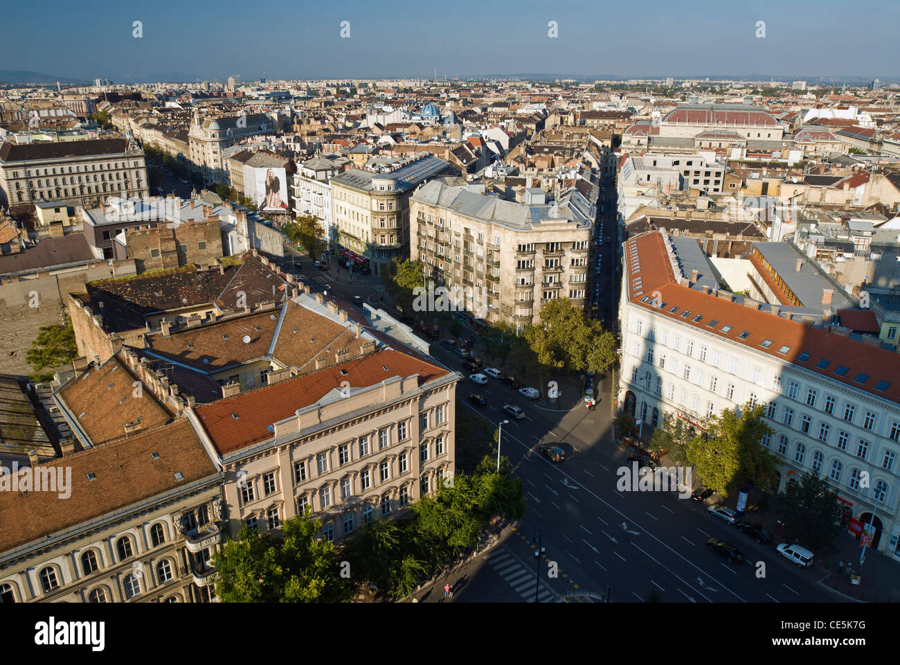 Vista di Budapest dalla cupola della Basilica di Santo Stefano, Budapest, Ungheria. Foto Stock