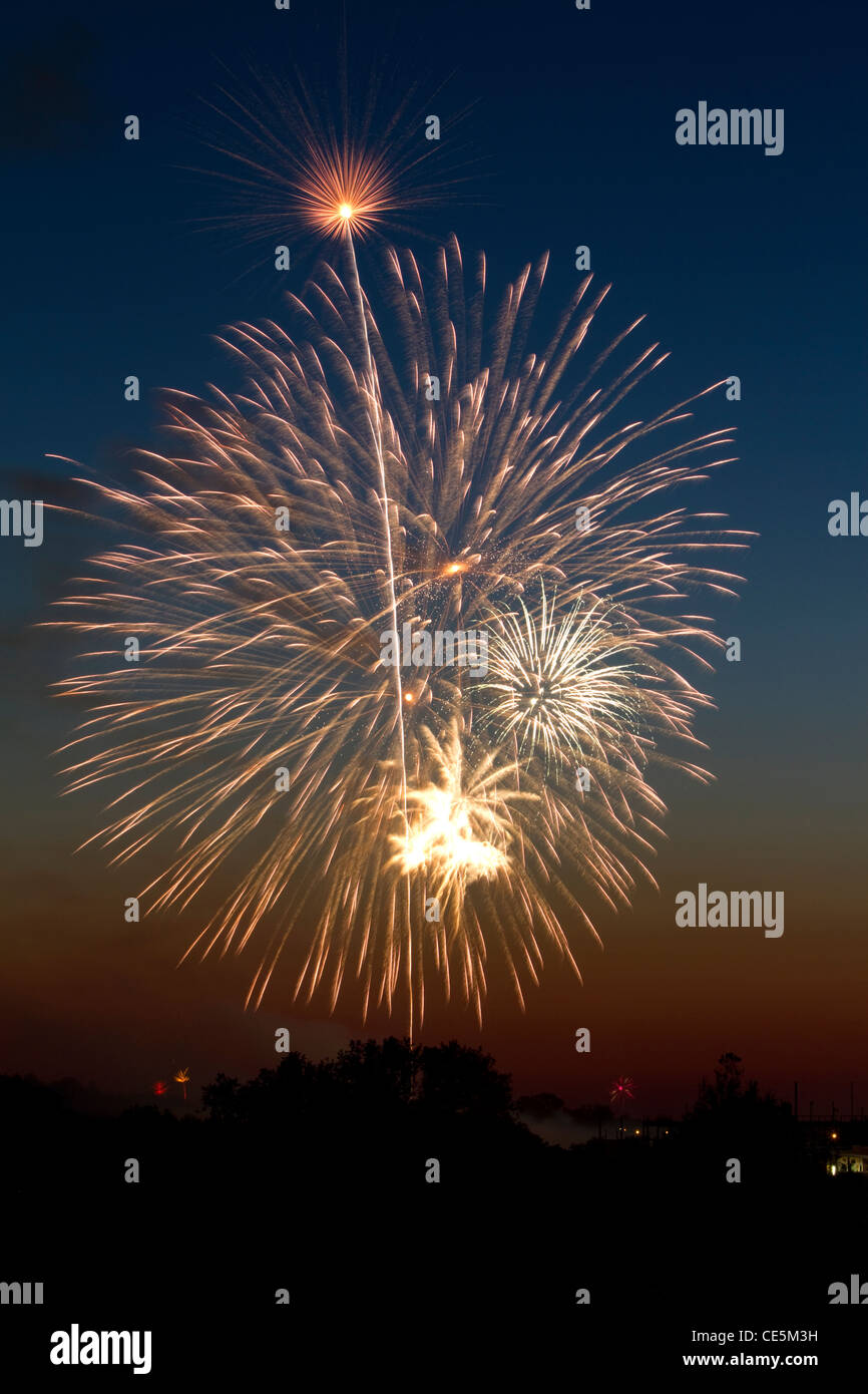 Quarto di luglio i fuochi d'artificio a Boise, Idaho, Stati Uniti d'America. Foto Stock