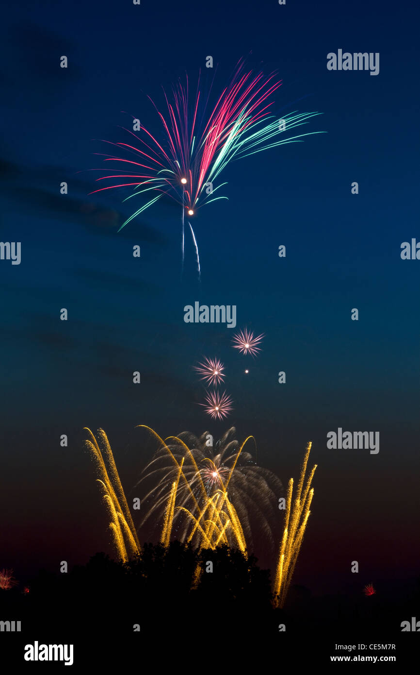 Quarto di luglio i fuochi d'artificio a Boise, Idaho, Stati Uniti d'America. Foto Stock