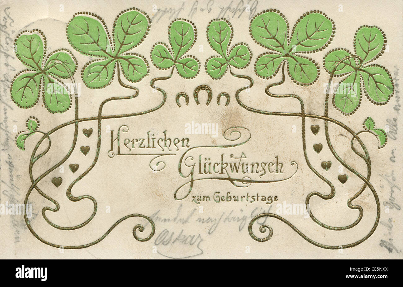 Tedesco Cartolina Di Saluto Dal Mio Cuore Buon Compleanno Mostra Il Design Floreale Circa 1903 Foto Stock Alamy