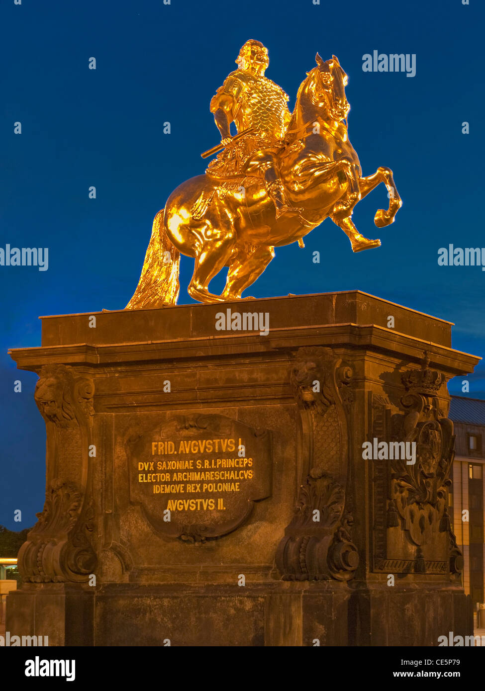 Denkmal Goldener Reiter Dresda, Sassonia, Deutschland, Europa | monumento del Golden Rider Dresda, Sassonia, Germania, Europa Foto Stock