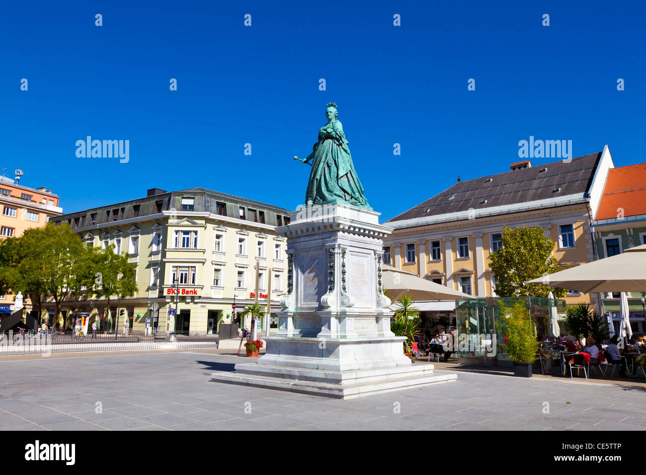 L'Imperatrice Maria Theresia monumento nel centro di Klagenfurt, Austria Foto Stock