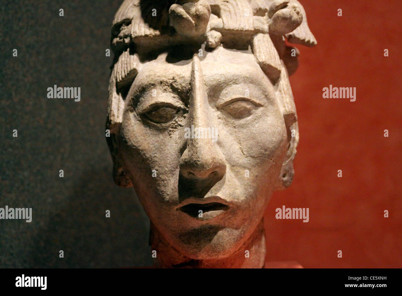 Primo piano sulla testa di Pacal il Grande era un re dei Maya città-stato di Palenque nel Museo de Antropología. DF, Messico. Messico Foto Stock