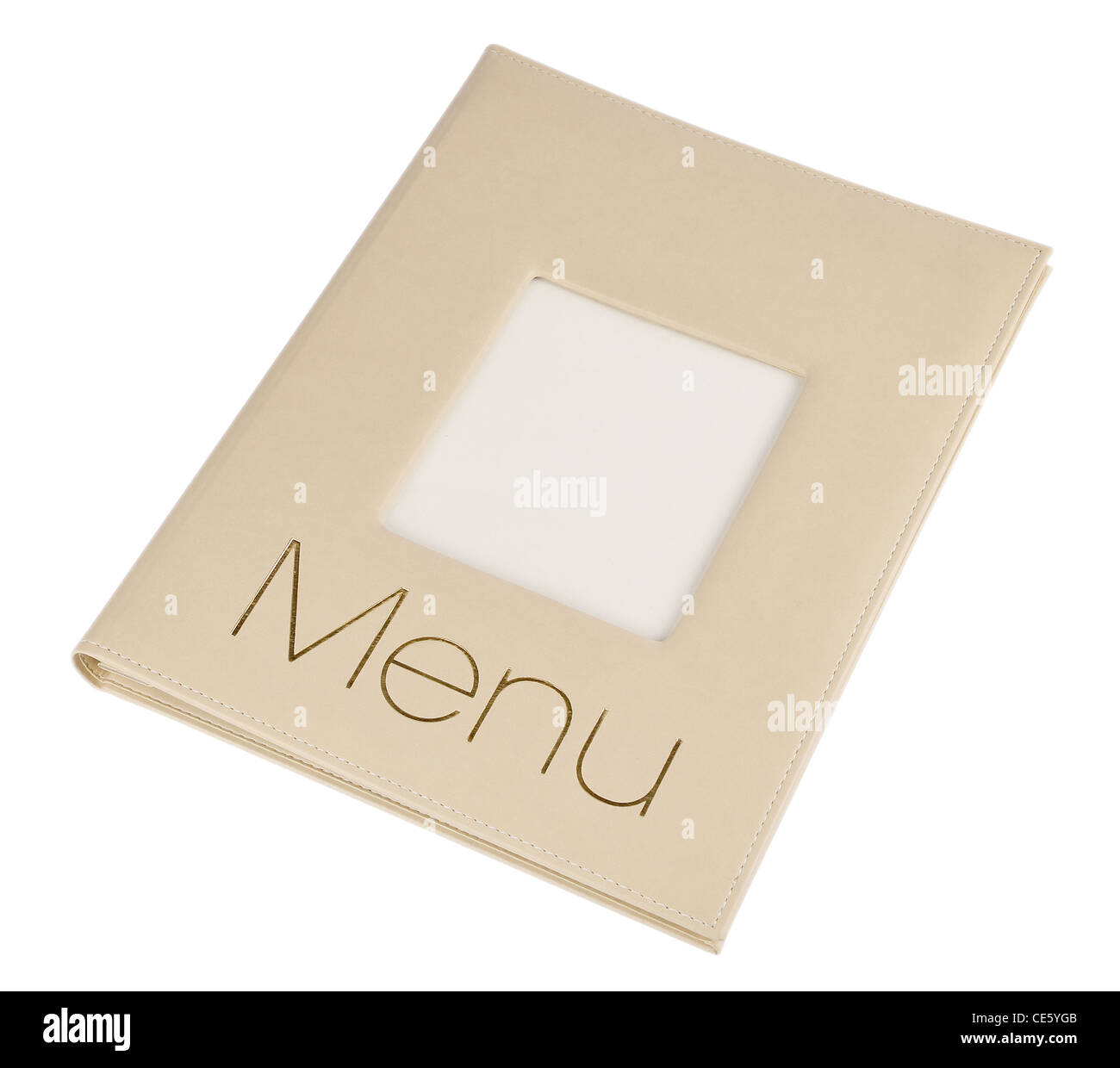 In pelle Beige coperchio menu Foto Stock