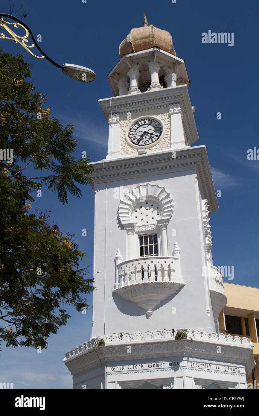 La regina Victoria Memorial Clock Tower in Penang Foto Stock