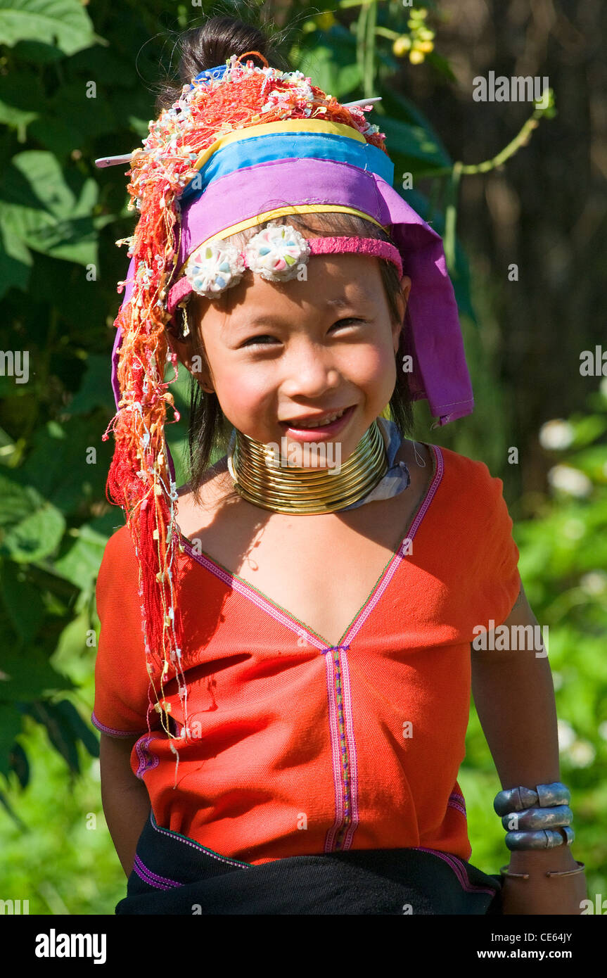 Un po' di giovane ragazza di Karen Hill tribe, Chiang Mai, Thailandia. Foto Stock
