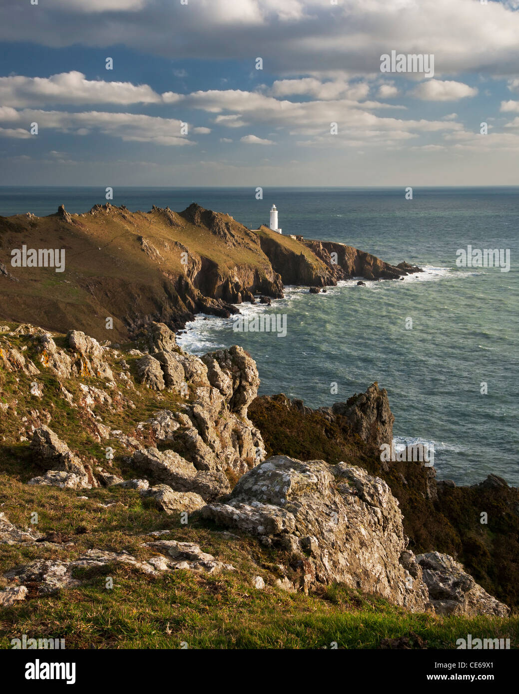 Punto di partenza il faro in South Devon Foto Stock