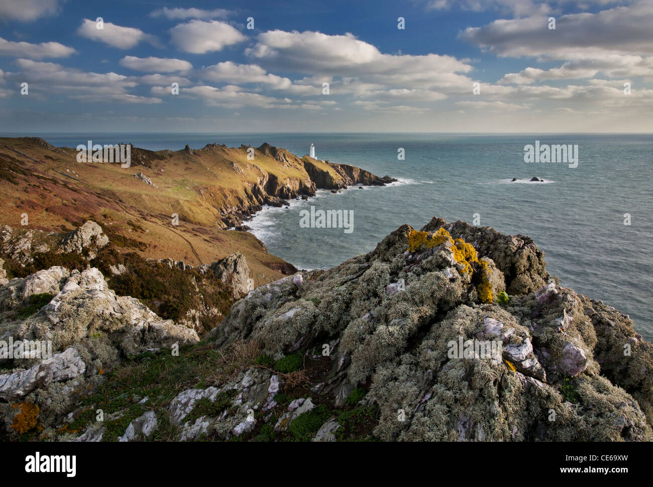 Punto di partenza il faro in South Devon Foto Stock