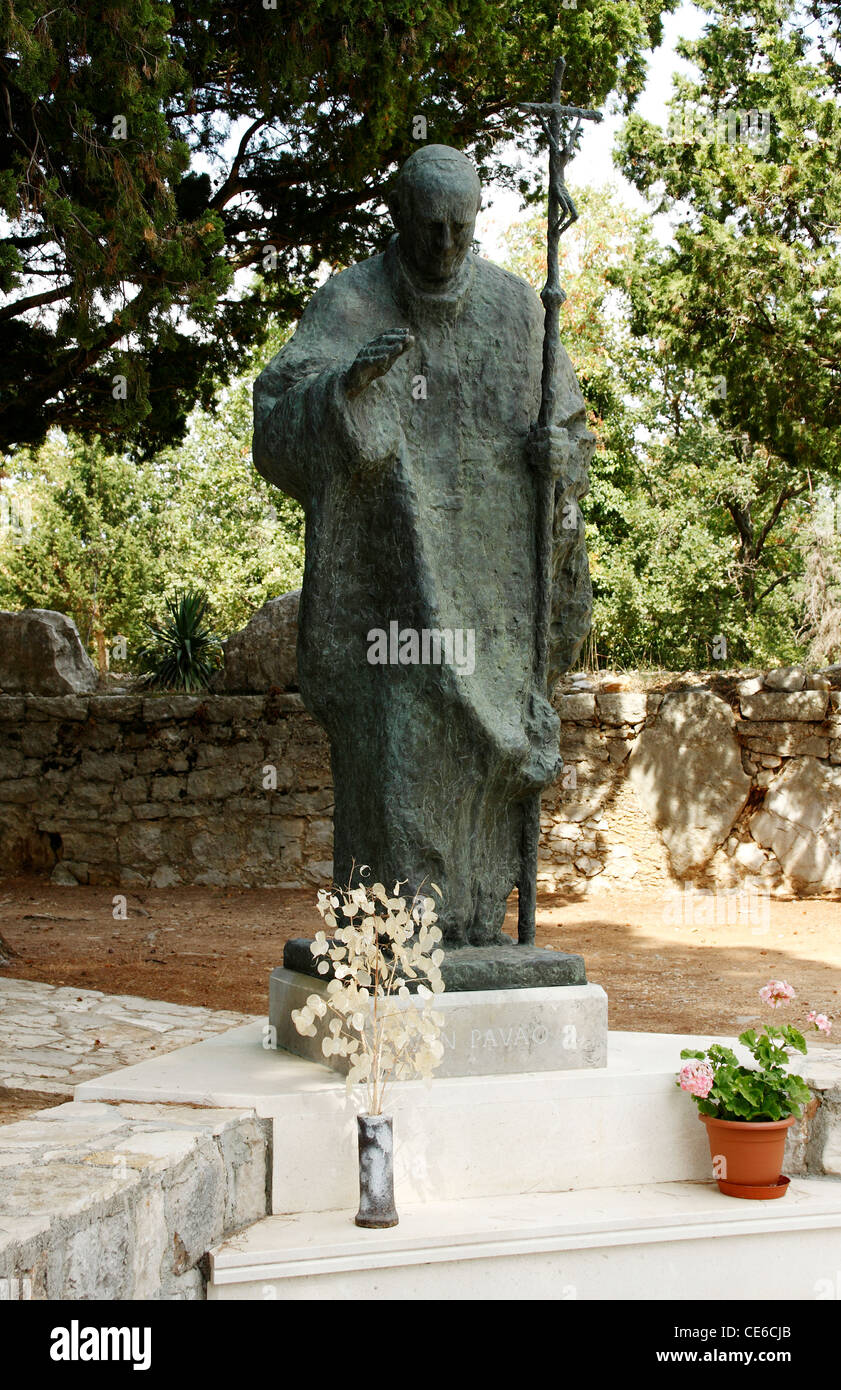 Giovanni Paolo II scultura in Kuna Peljeska, Croazia Foto Stock