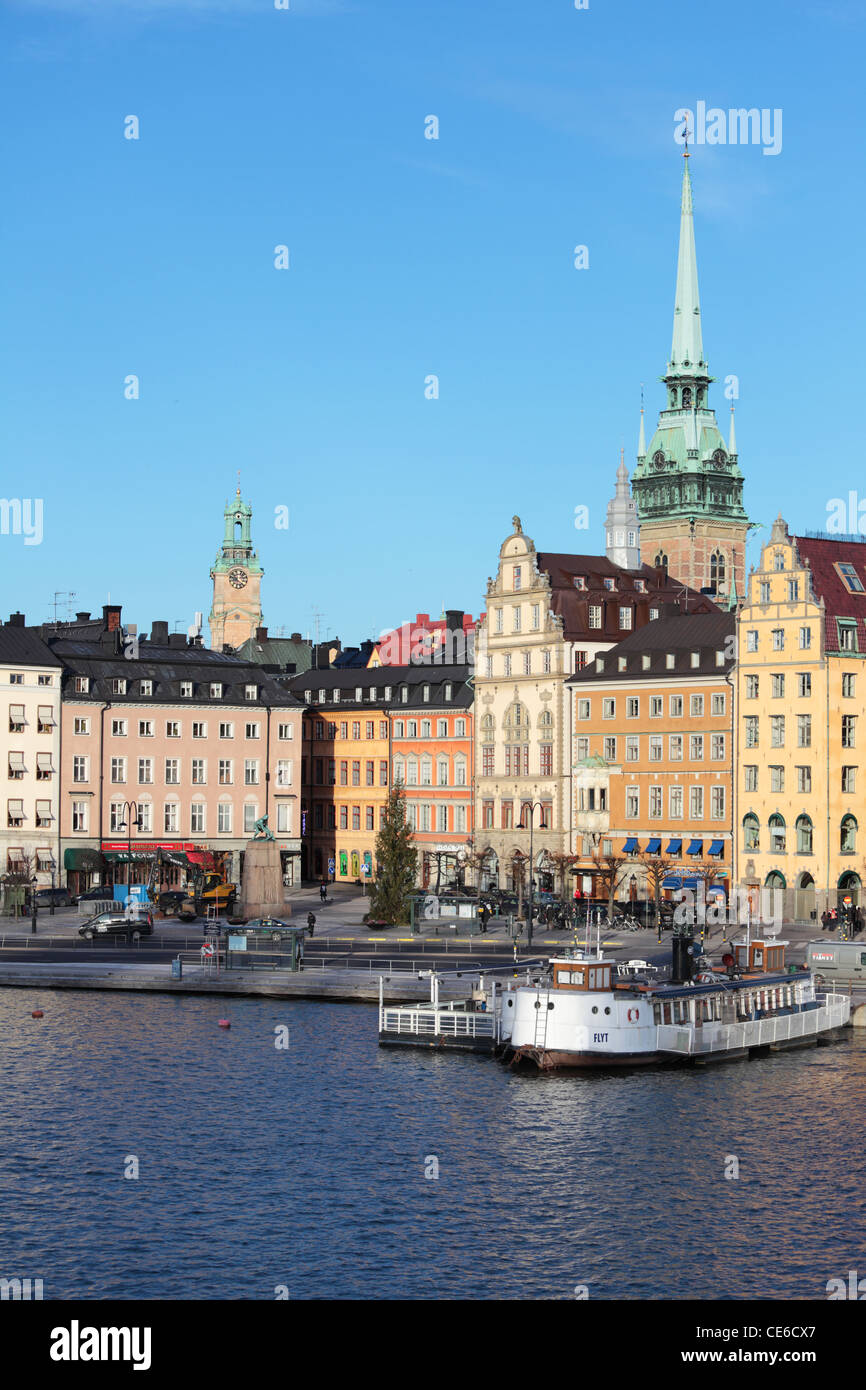 Vista di Gamla Stan a Stoccolma, Svezia Foto Stock