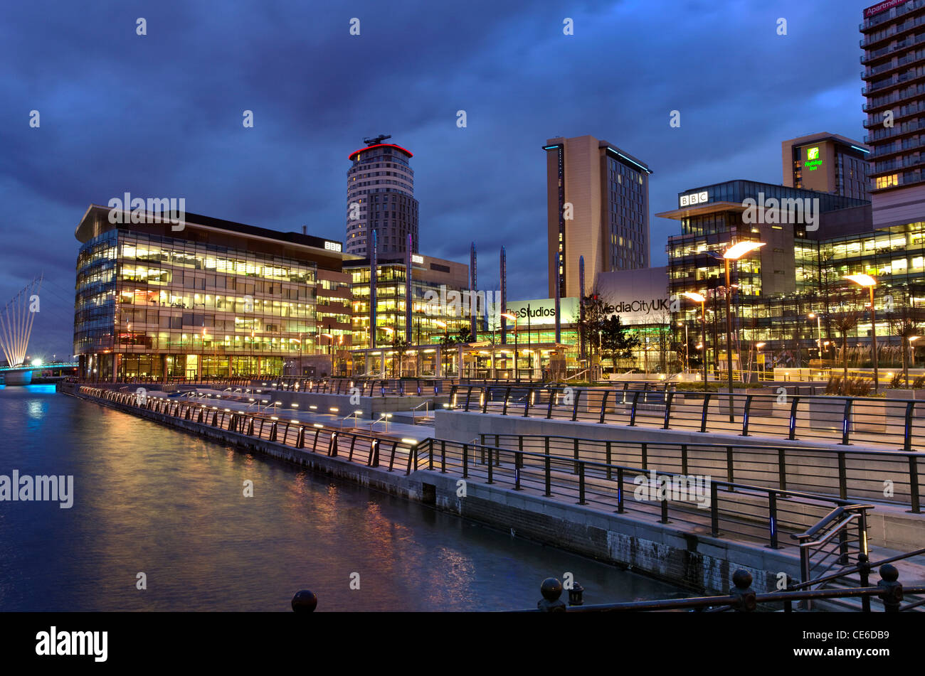 MediaCityUK a Salford Quays, Greater Manchester, Inghilterra, Regno Unito. La casa di parti del British Broadcasting Corporation, BBC e ITV Foto Stock