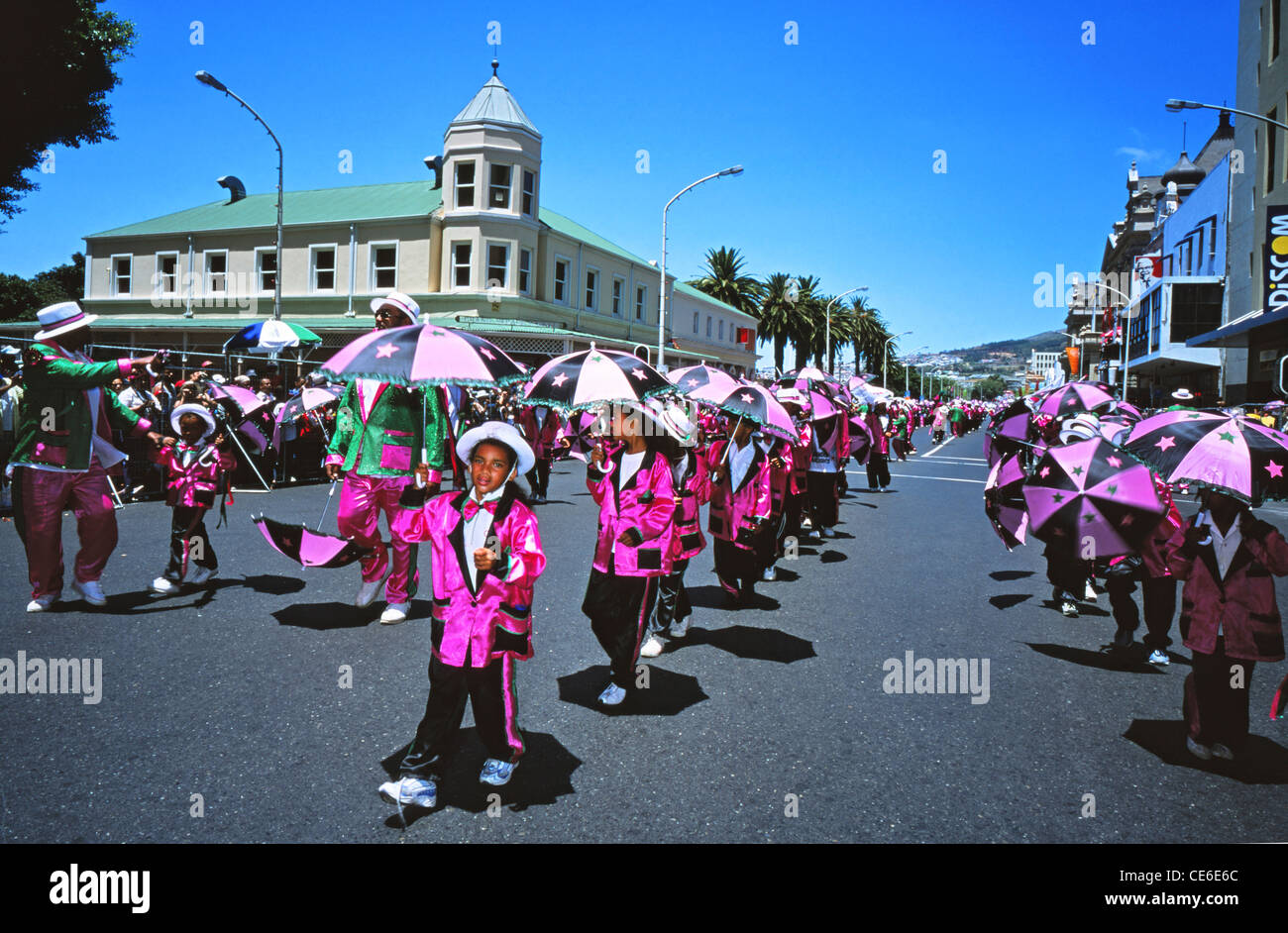 Il Kaapse Klopse (Minstrels Carnevale) Cape Town, Sud Africa Foto Stock