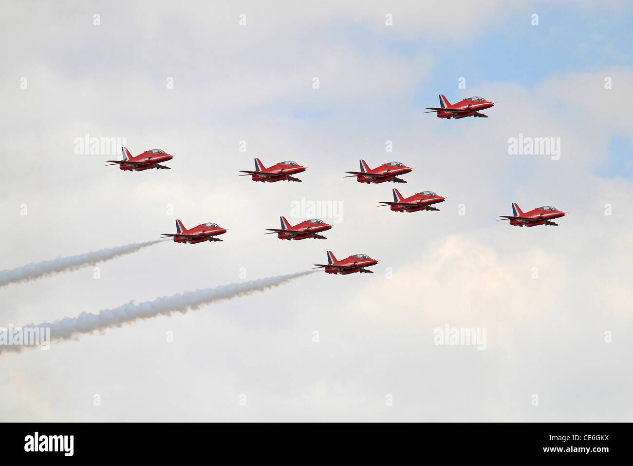 Le frecce rosse mostrano la loro abilità Foto Stock