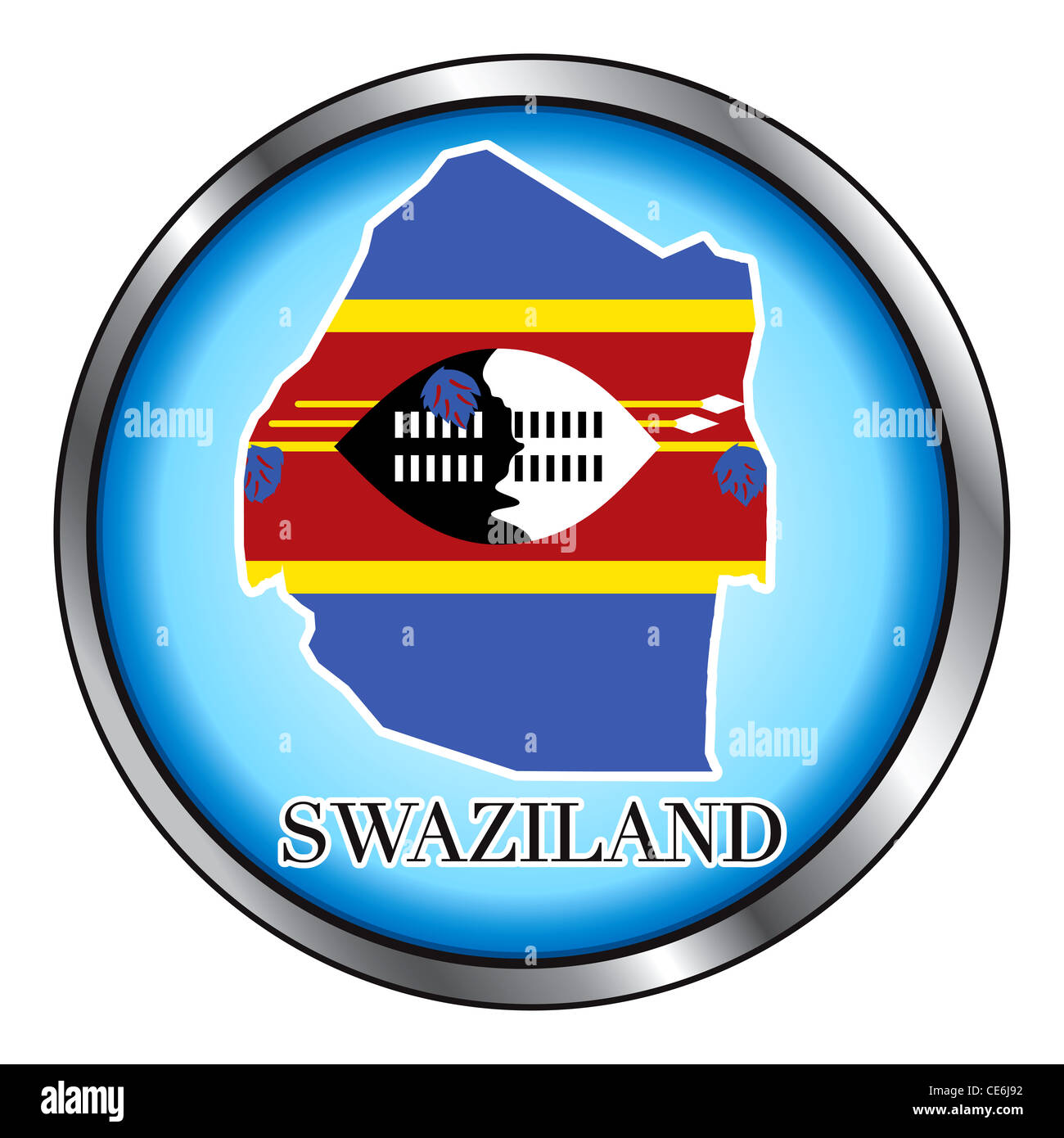 Illustrazione di vettore per il paese di Swaziland pulsante rotondo. Foto Stock