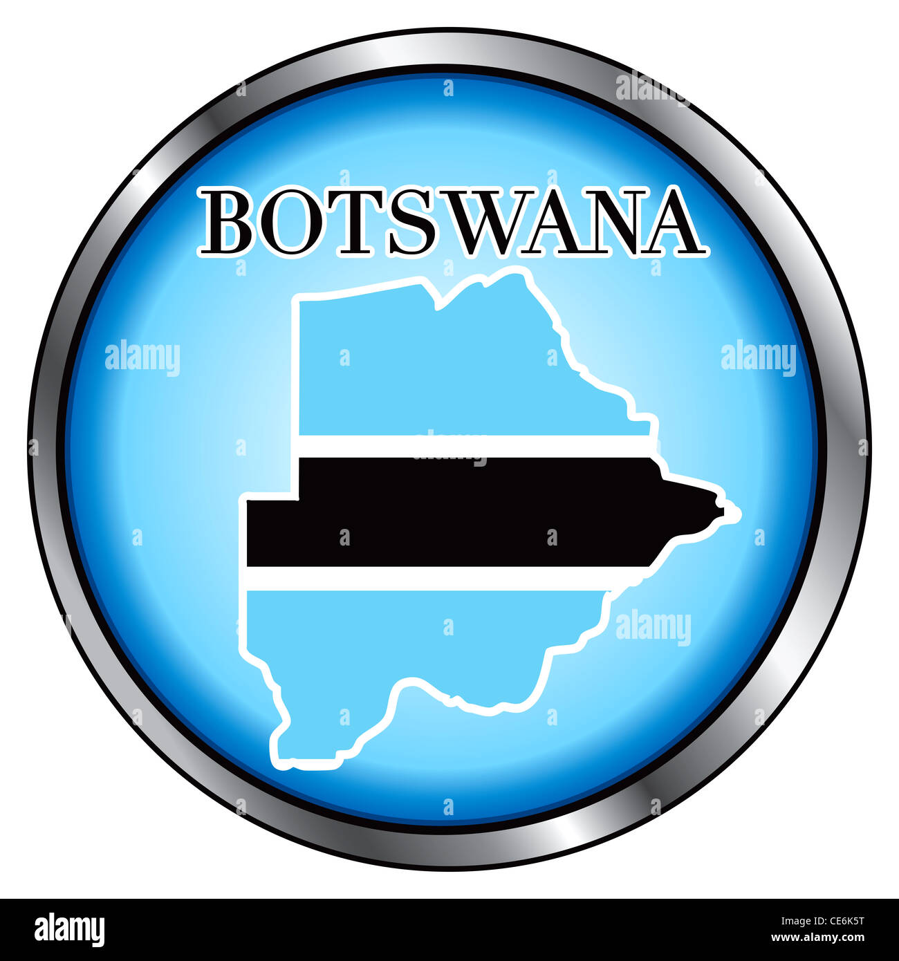Illustrazione di vettore per il Botswana, il pulsante rotondo. Foto Stock