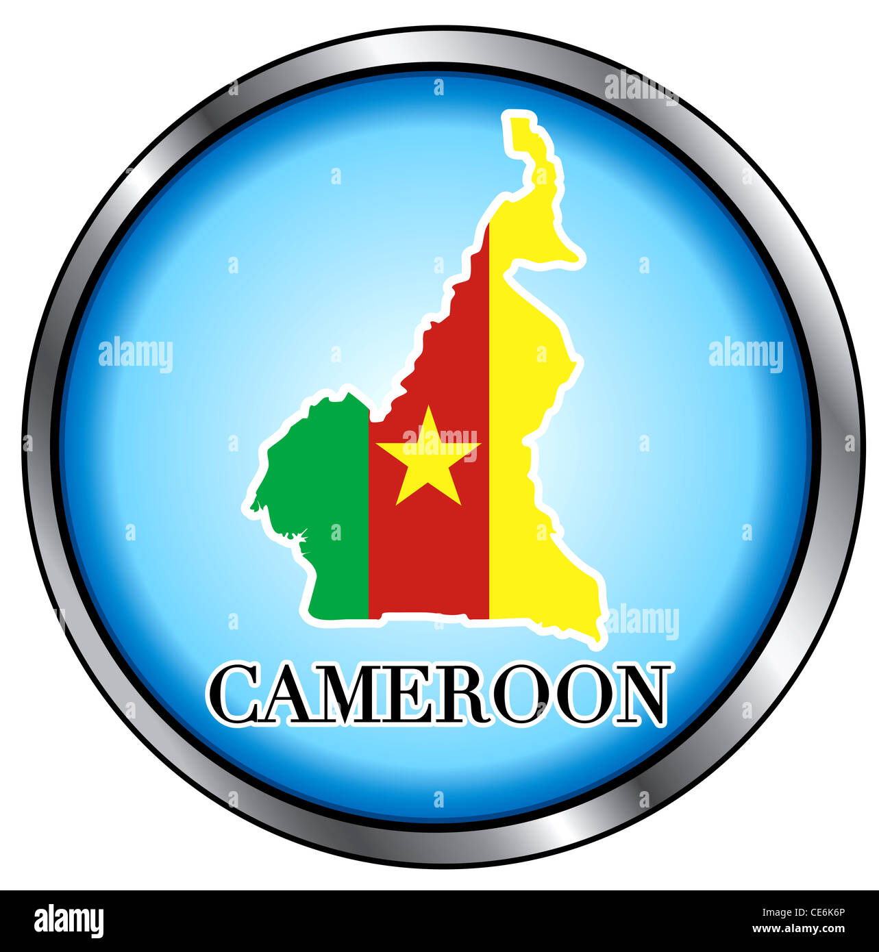 Illustrazione di vettore per il Camerun, tasto rotondo. Foto Stock