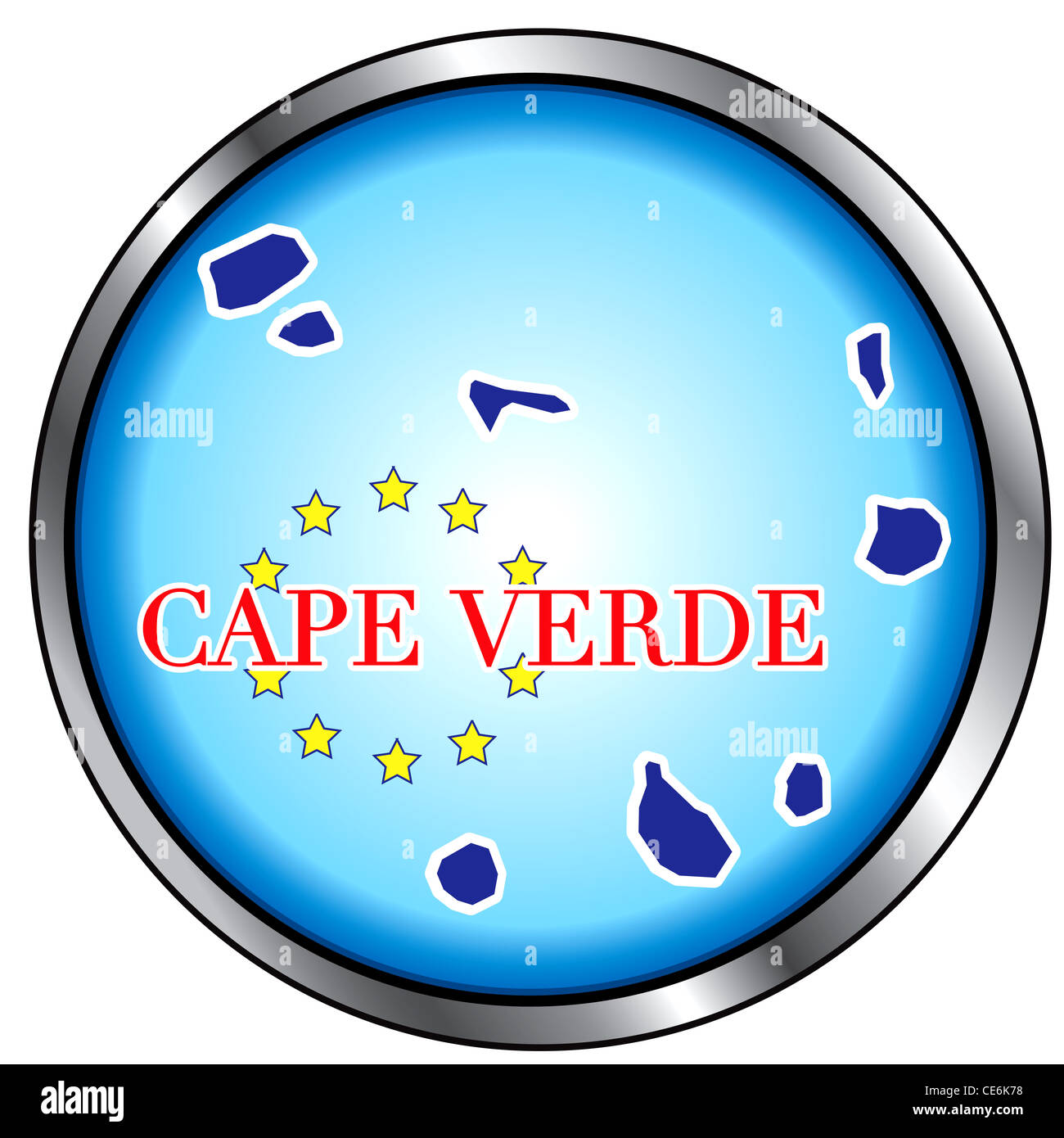 Illustrazione Vettoriale per Capo Verde, pulsante rotondo. Foto Stock