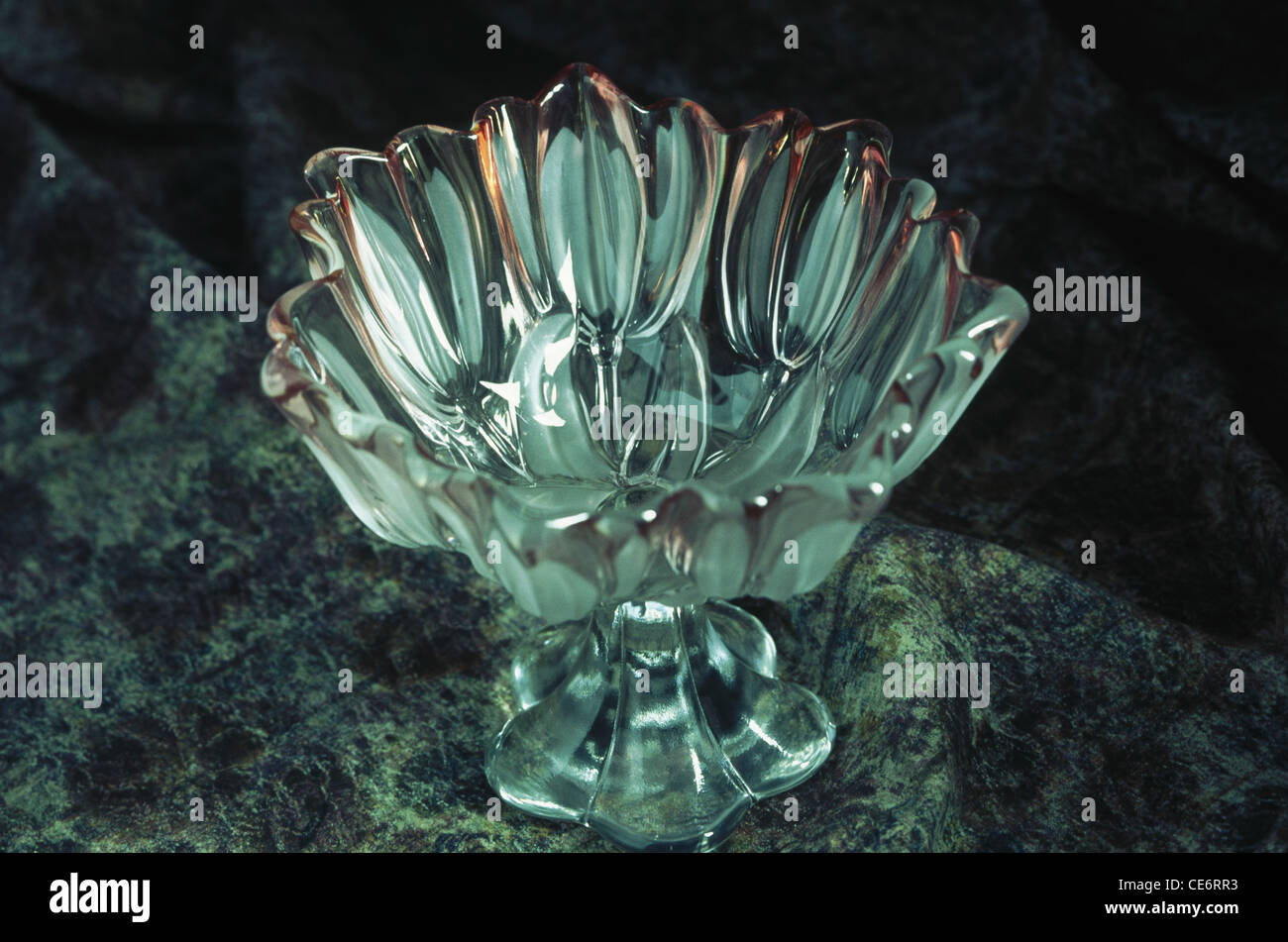 Vetro cristallo coppa di frutta india Foto Stock